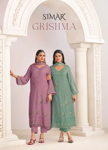 Grishma By Glossy Simar Viscose Muslin Dress Material Wholesale Shop In Surat